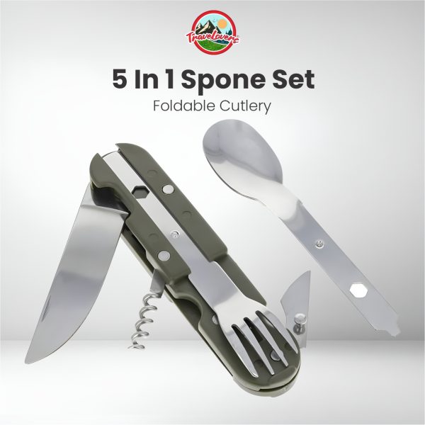 Detachable 5-in-1 Camping Cutlery – Knife, Fork, Spoon, Opener