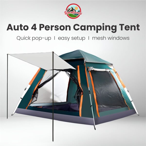 Large 4-Person Automatic Camping Tent – Waterproof & Windproof Outdoor Shelter