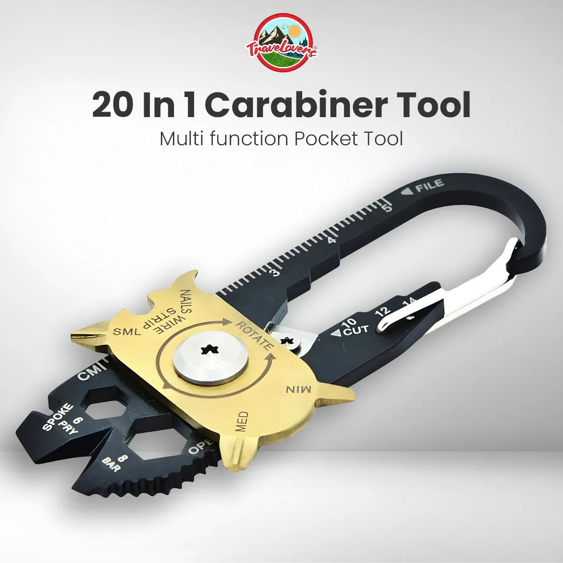 20-in-1 Carabiner Multitool – Multifunction Keychain and Tool